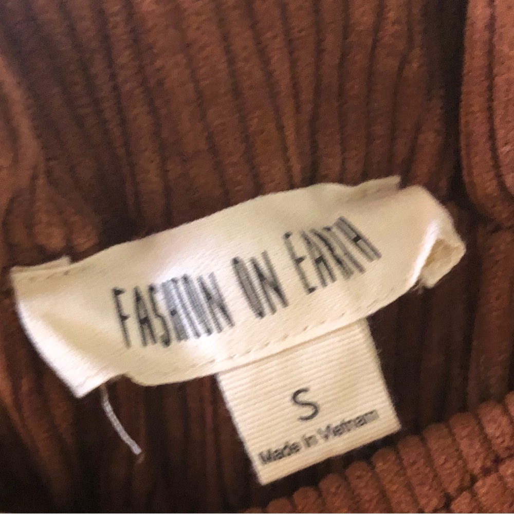 Fashion on Earth paper bag waist brown corduroy skirt - Picture 3 of 3